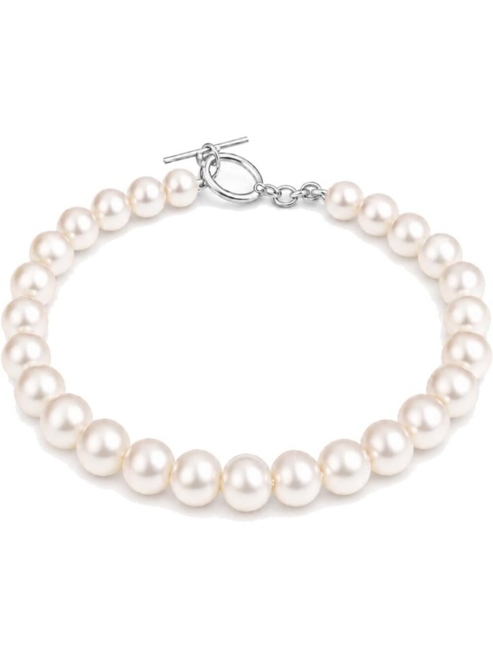 Elegant Freshwater Cultured White Pearl Bracelet in Sterling Silver for Women